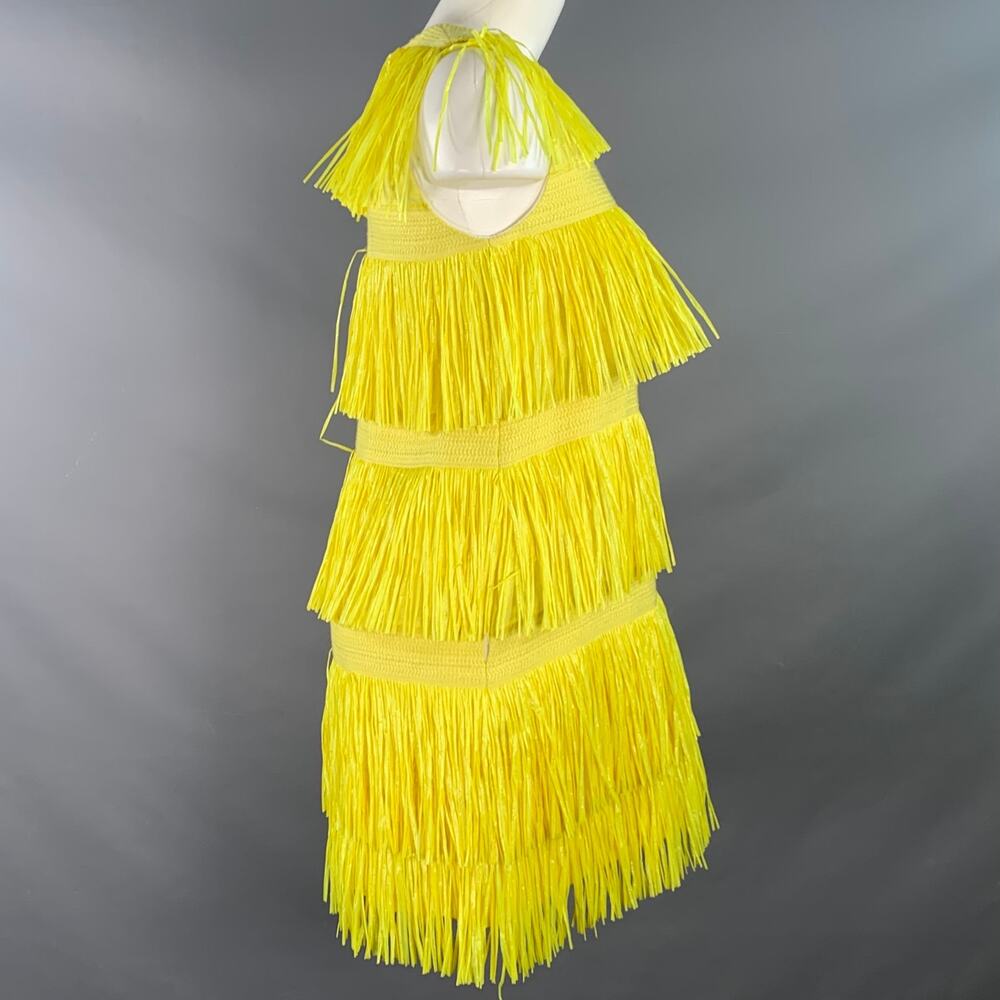 MSGM Size 4 Yellow Polyamide Blend Fringe Shift Dress - Picture 2 of 7